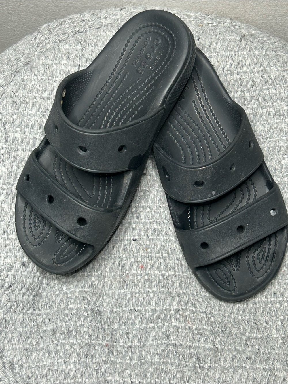 CROCS Black Double-Strap Slide Sandals